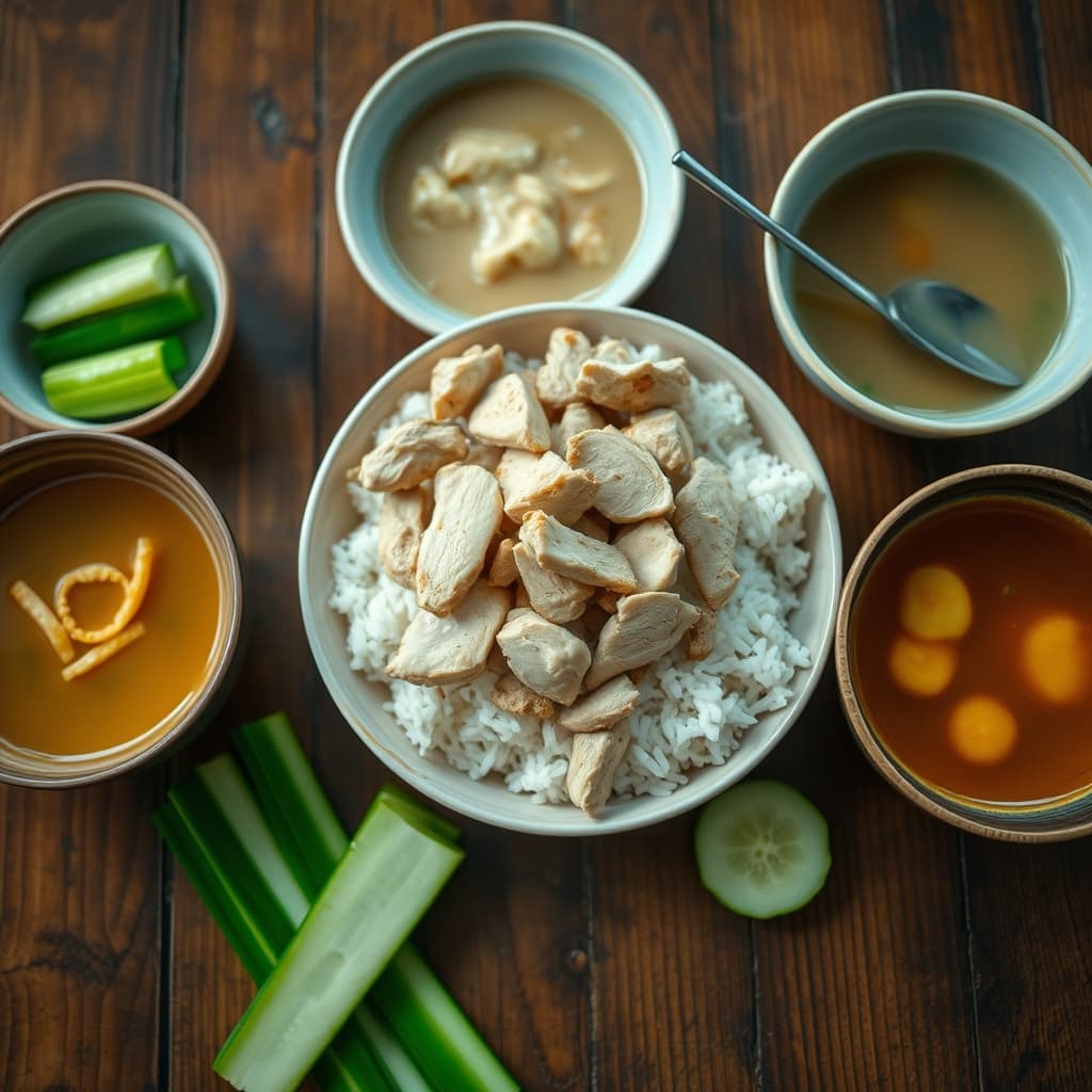 ข้าวมันไก่ต้มและไก่ทอด ราดน้ำจิ้มสูตรเด็ด ร้านนายอ๊อด